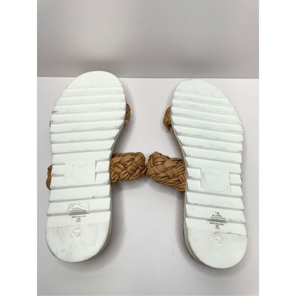 Marc Fisher Sandals Womens Size 7.5 Tan Leather Jaimee‎ Espadrille Slide Shoes - Picture 6 of 7